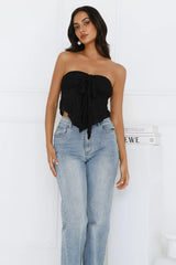 Sweet Berry Strapless Crop Top Black