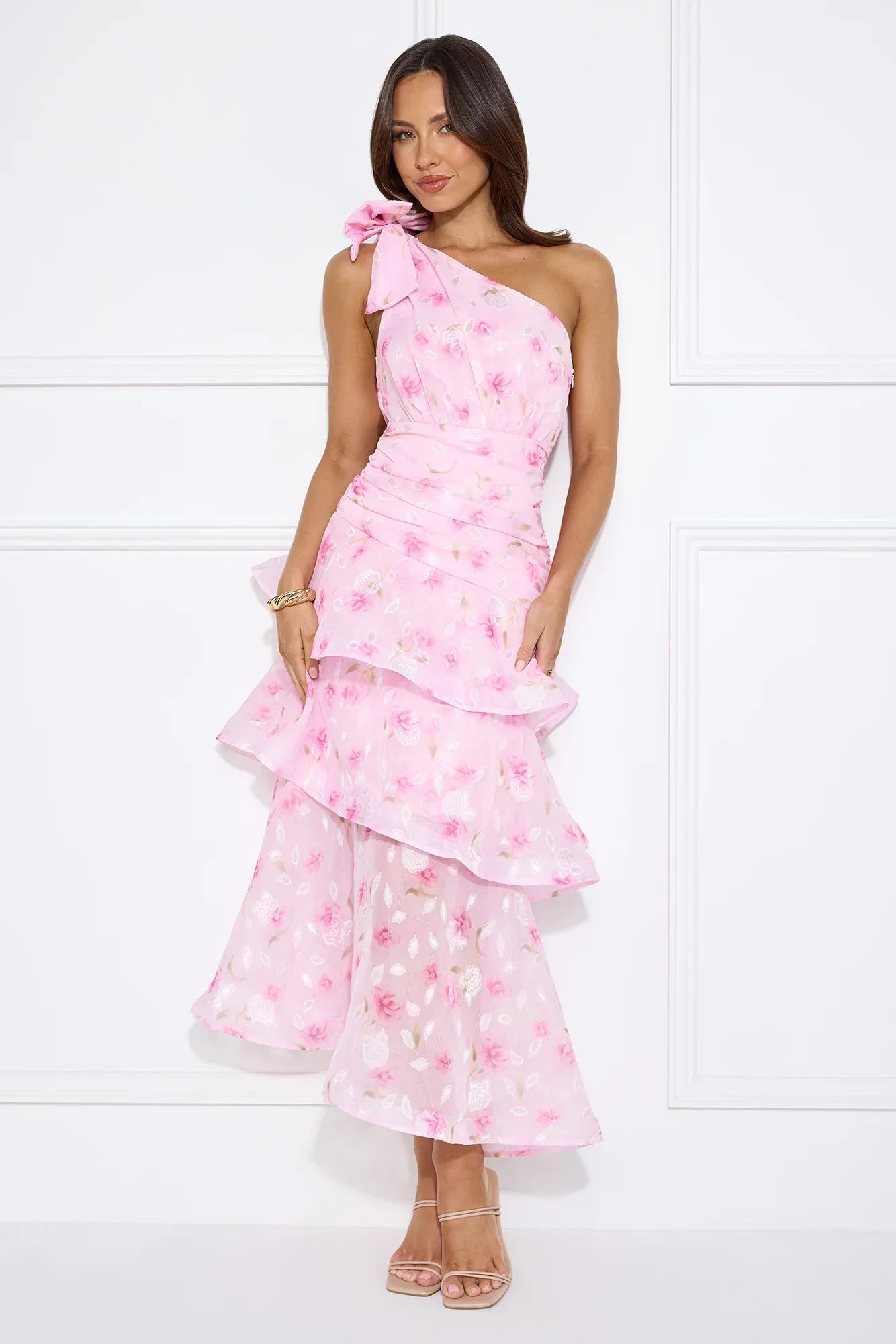 Sunshine Eyes One Shoulder Maxi Dress Pink