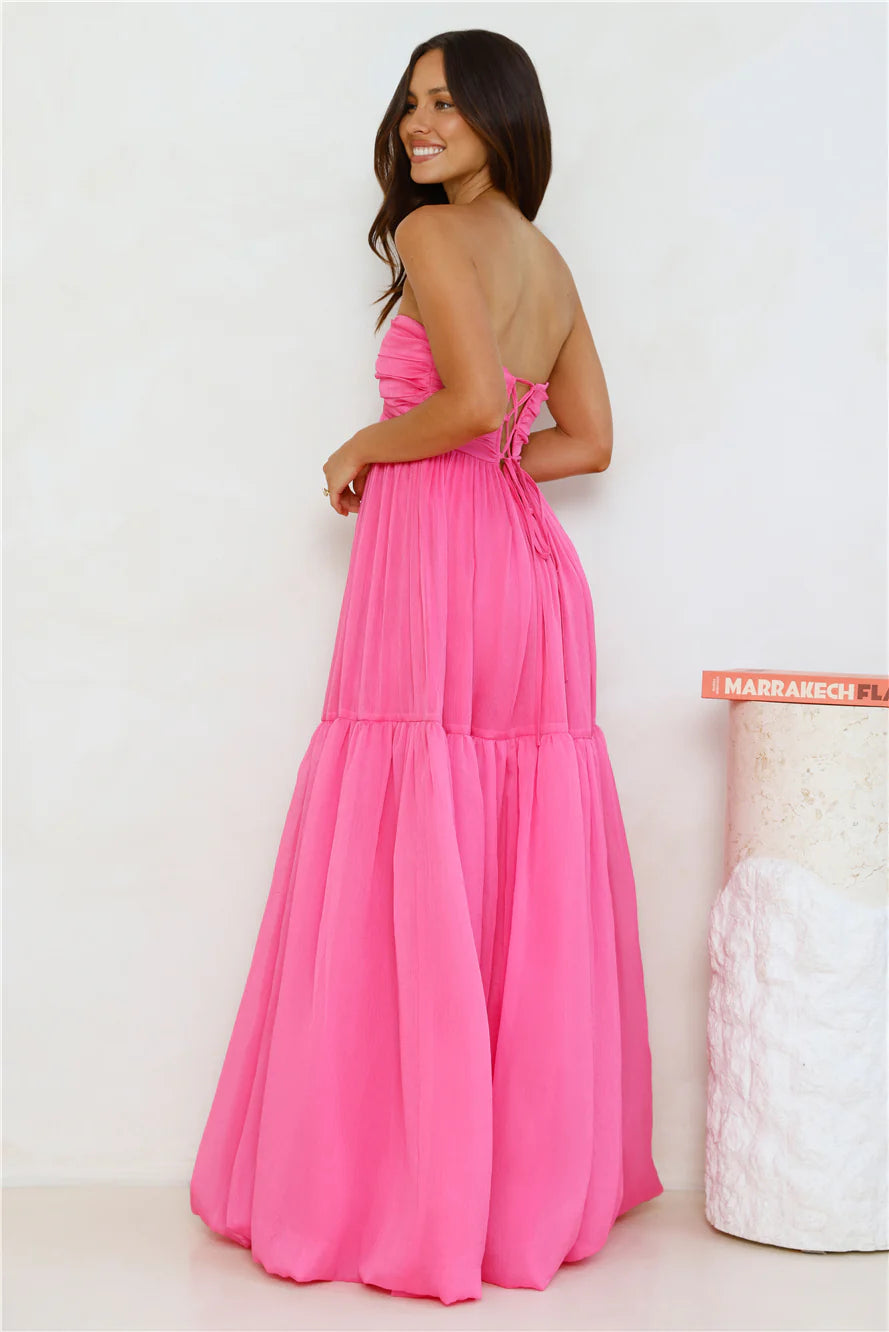 Unforgettable Style Strapless Maxi Dress Pink
