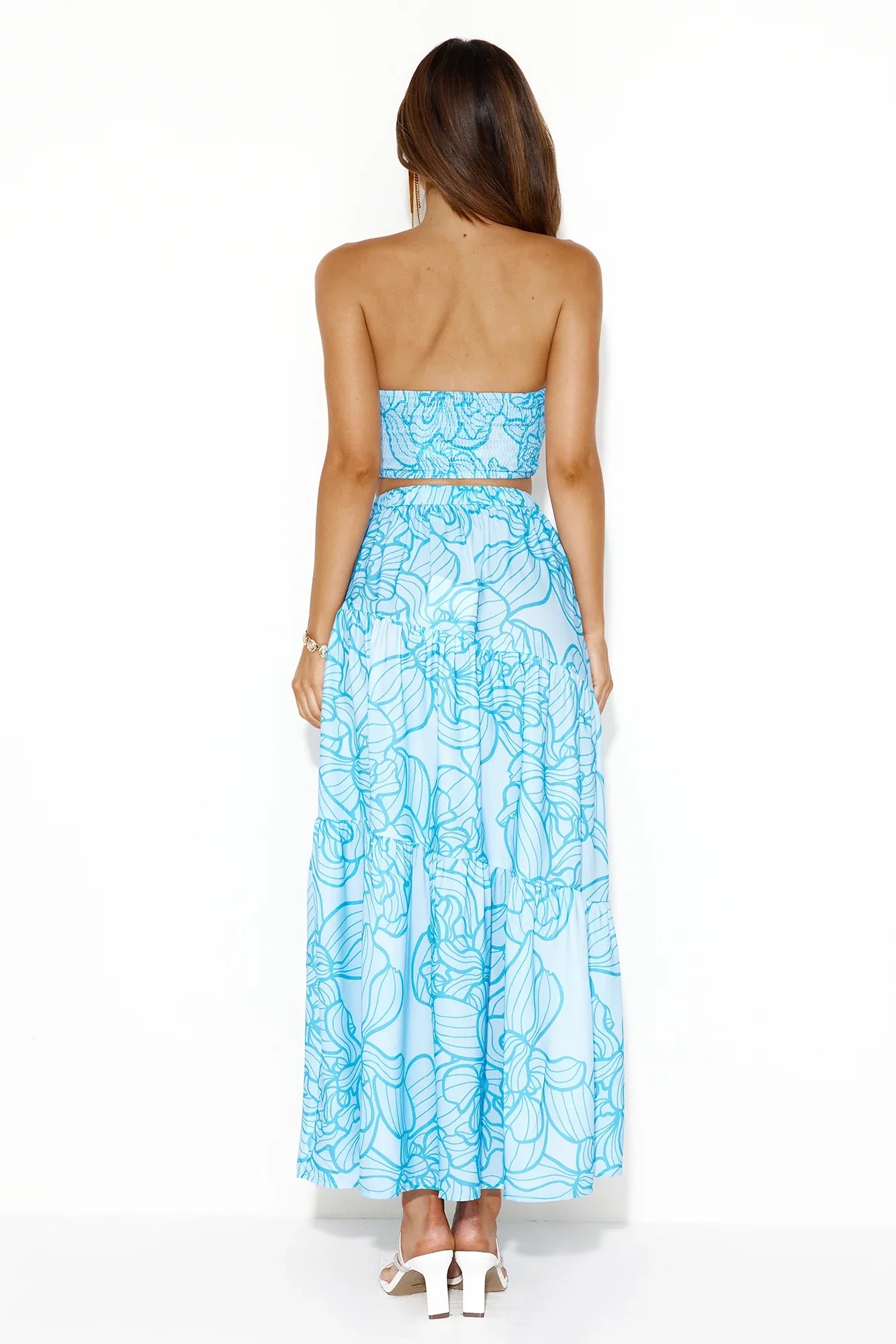 Swirls Surrounding Me Strapless Crop Top Blue