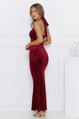 Velvet Gaze Maxi Skirt Burgundy