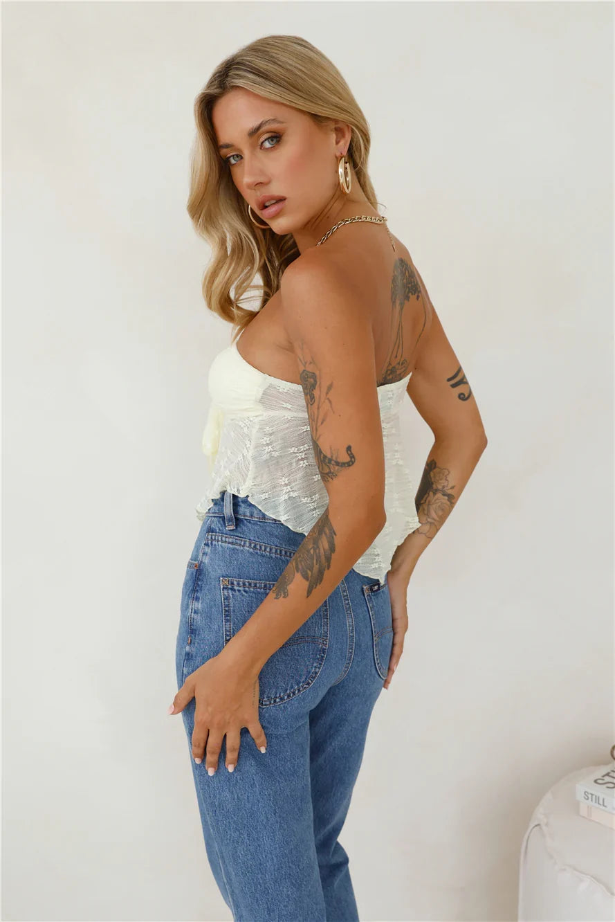 Sweet Berry Strapless Crop Top Yellow