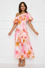 Swan Kiss Off Shoulder Maxi Dress Pink